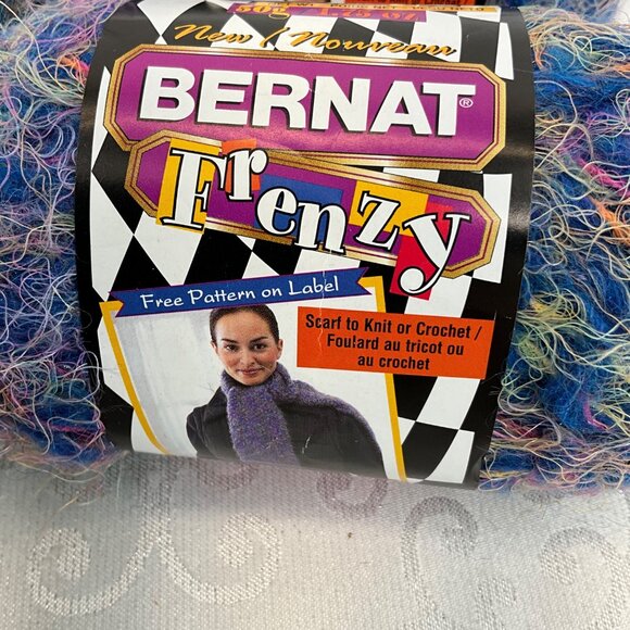 Bernat Frenzy Yarn Lot Of 4 Skeins Multicolor Mohair Hand Wash 60 Yards Each - Picture 2 of 4